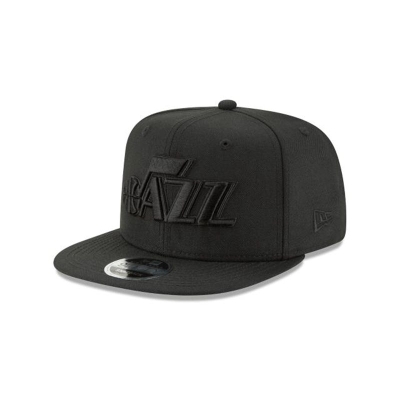 Black Utah Jazz Hat - New Era NBA Black On Black High Crown 9FIFTY Snapback Caps USA3689410